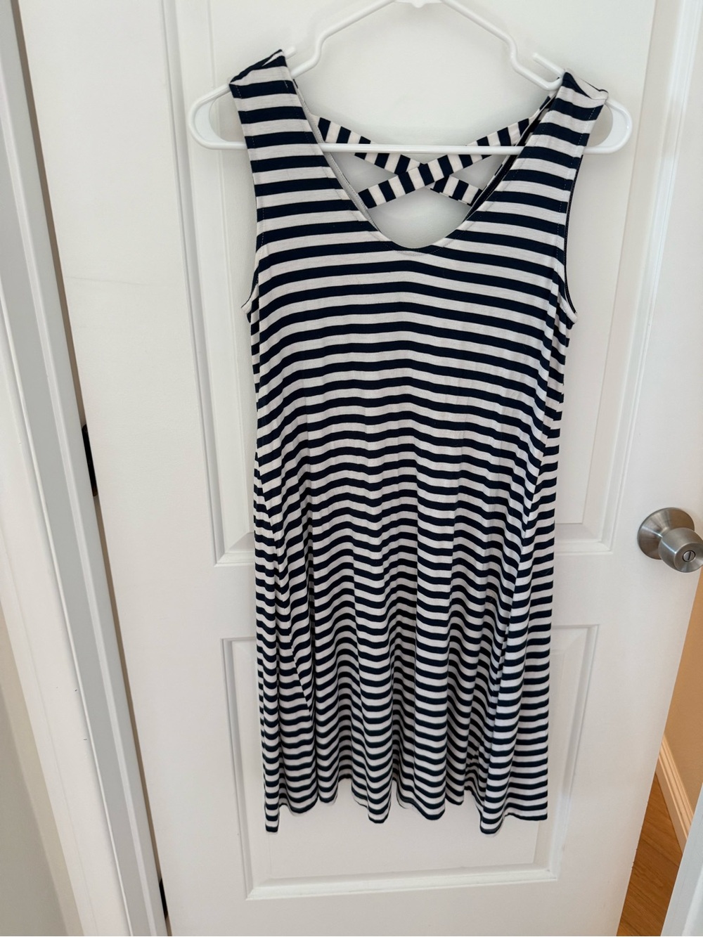 Style & Co Navy and White Striped Sleeveless Top